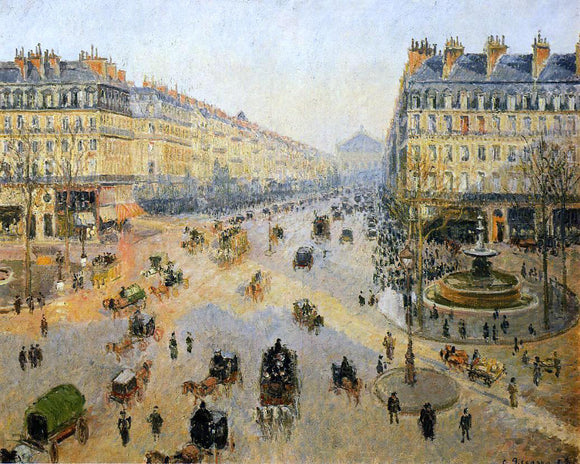  Camille Pissarro Avenue de l'Opera: Sunshine Winter Morning - Canvas Art Print