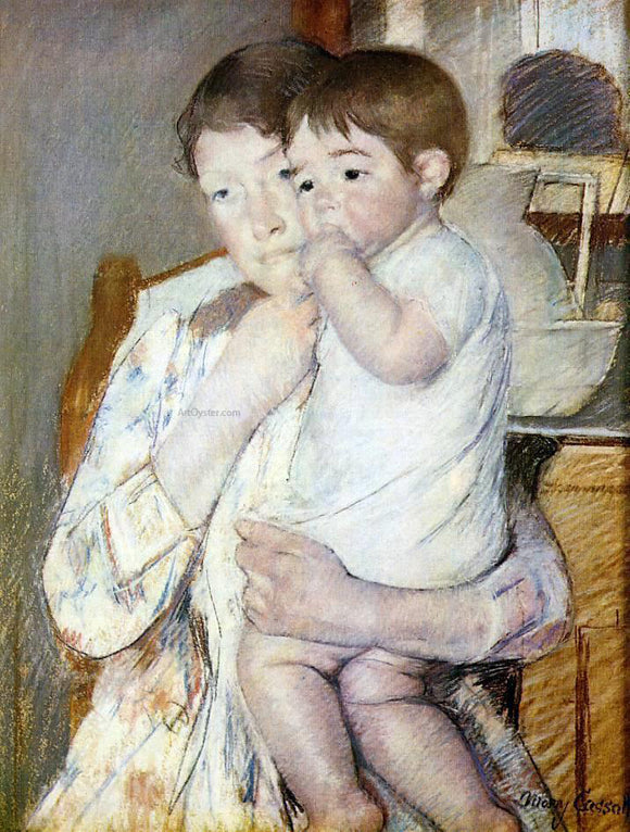  Mary Cassatt Baby in His Mother's Arms, Sucking His Finger - Canvas Art Print