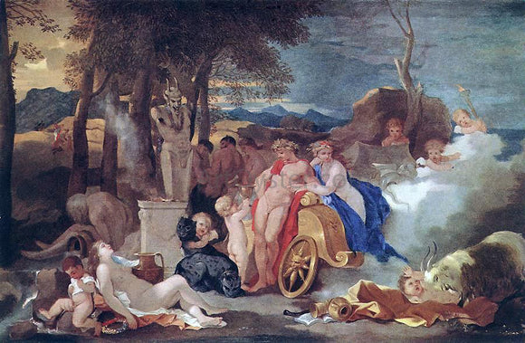  Sebastien Bourdon Bacchus and Ceres with Nymphs and Satyrs - Canvas Art Print