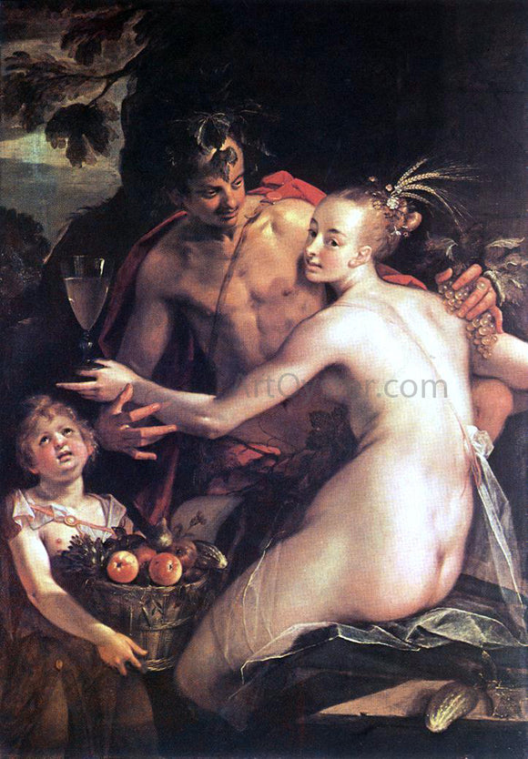 Hans Von Aachen Bacchus, Ceres and Cupid - Canvas Art Print