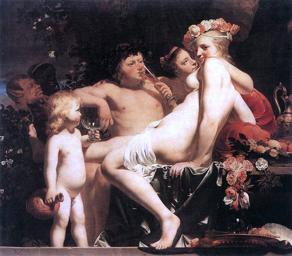  Caesar Van Everdingen Bacchus with Two Nymphs and Cupid - Canvas Art Print