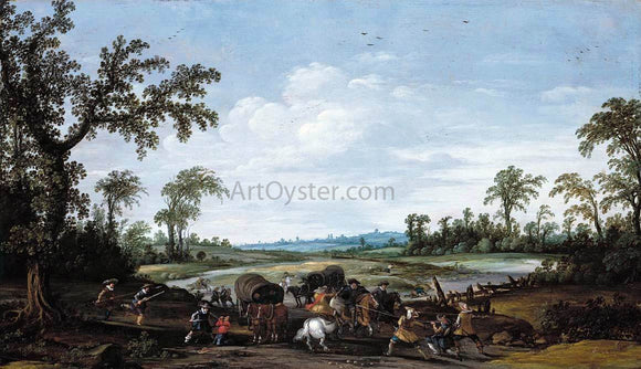  Esaias Van de Velde Bandits Attacking a Caravan of Travellers - Canvas Art Print