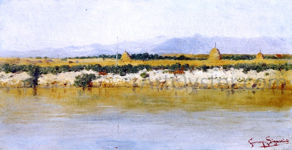  Giuseppe Signorini Banks of a River - Canvas Art Print