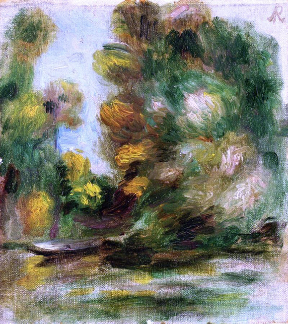  Pierre Auguste Renoir Banks of the River, a Boat - Canvas Art Print
