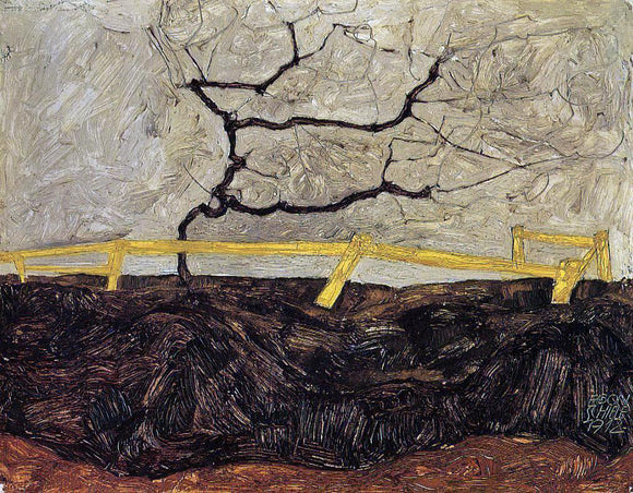  Egon Schiele Bare Tree behind a Fence - Canvas Art Print