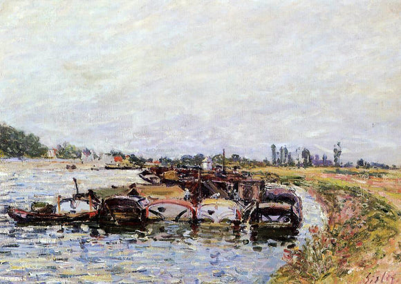  Alfred Sisley Barge Garage at Saint-Mammes - Canvas Art Print