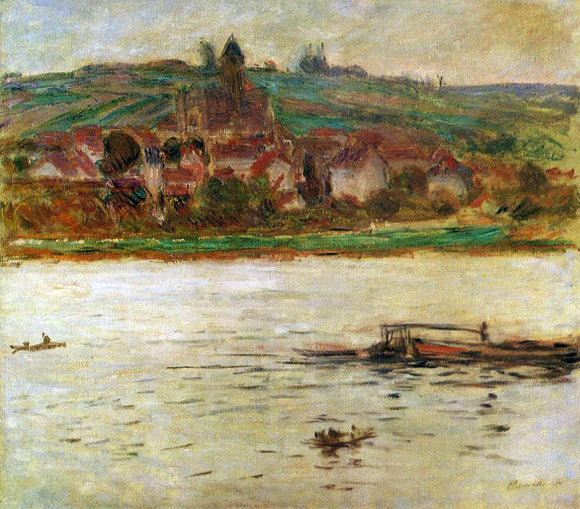  Claude Oscar Monet Barge on the Seine at Vertheuil (also known as Vetheuil) - Canvas Art Print
