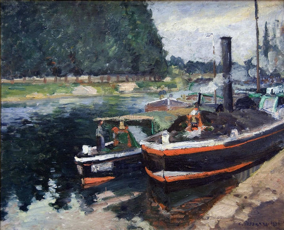  Camille Pissarro A Barge on Pontoise - Canvas Art Print