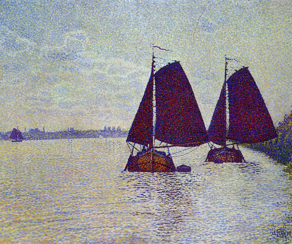  Theo Van Rysselberghe Barges on the River Scheldt - Canvas Art Print