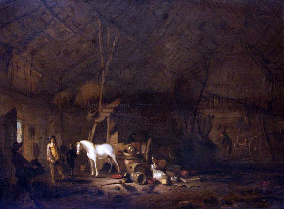  Egbert Van der Poel The Barn Interior - Canvas Art Print