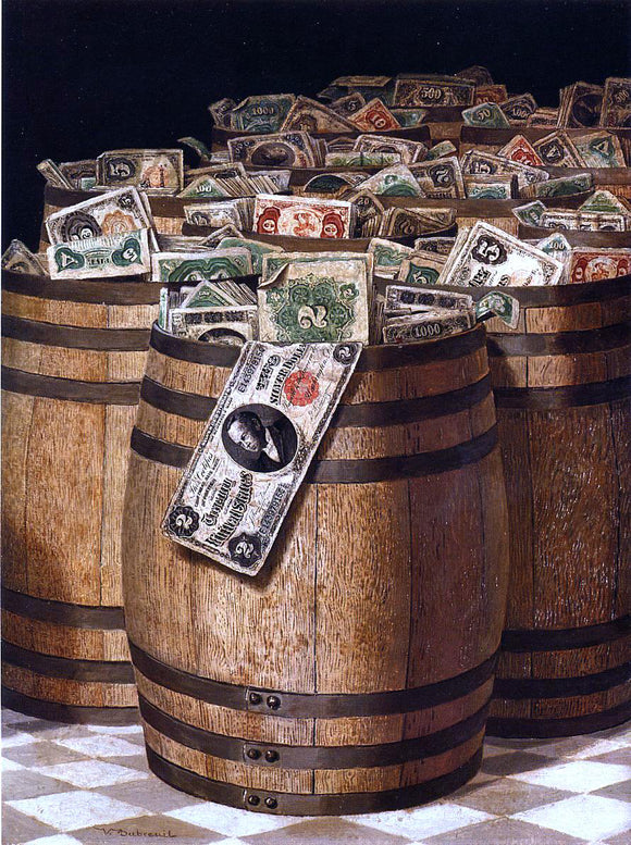  Victor Dubreuil Barrels of Money - Canvas Art Print