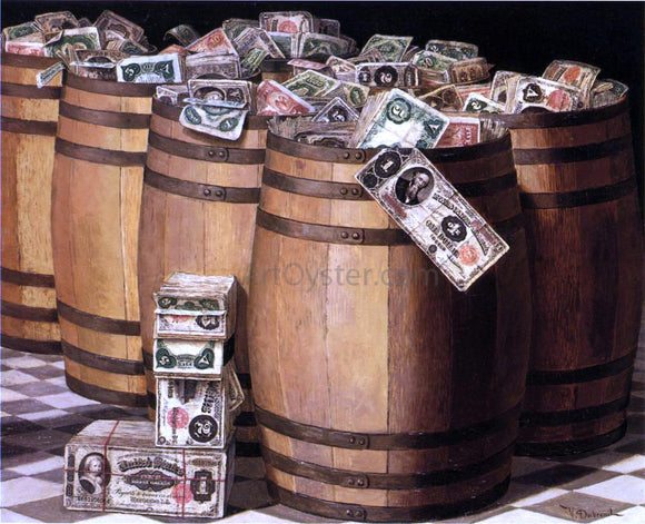  Victor Dubreuil Barrels on Money - Canvas Art Print