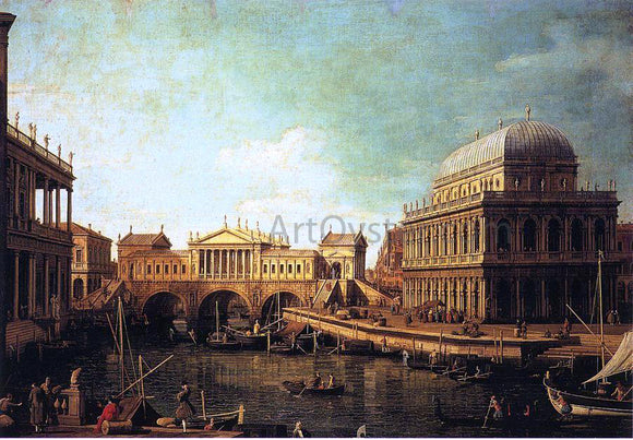  Canaletto Basilica di Vecenza and the Ponte de Rialto - Canvas Art Print
