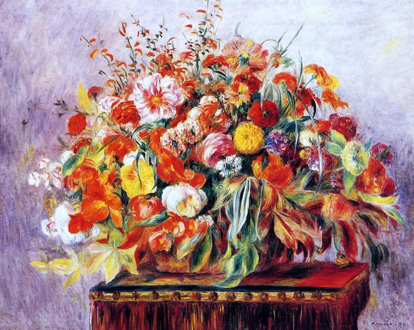  Pierre Auguste Renoir Basket of Flowers - Canvas Art Print