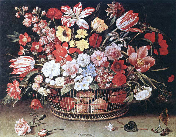  Jacques Linard Basket of Flowers - Canvas Art Print