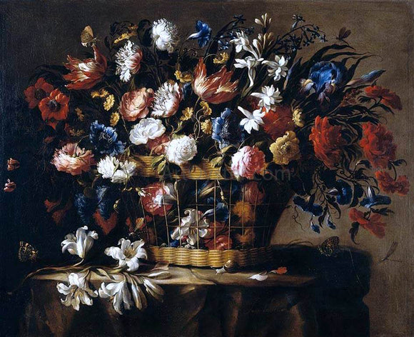  Juan De Arellano Basket of Flowers - Canvas Art Print
