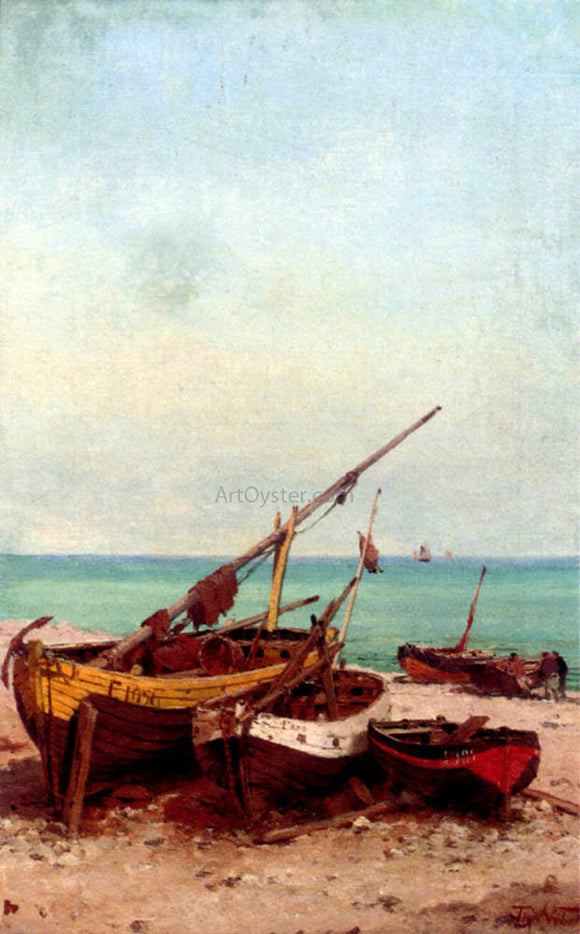  Theodor Alexander Weber Bateaux de peches sur la plage - Canvas Art Print
