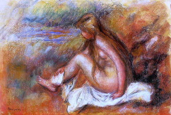  Pierre Auguste Renoir Bather Seated by the Sea - Canvas Art Print