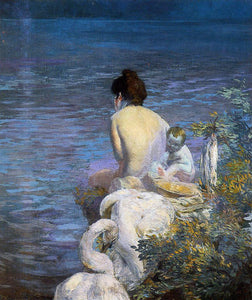  Paul Albert Besnard Bather with Child and Swan by the Sea - Canvas Art Print