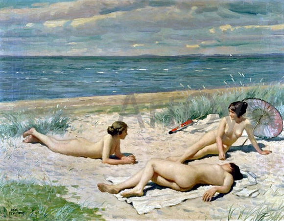 Paul-Gustave Fischer Bathers on a Beach - Canvas Art Print