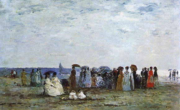  Eugene-Louis Boudin Bathers on the Beach at Trouville - Canvas Art Print
