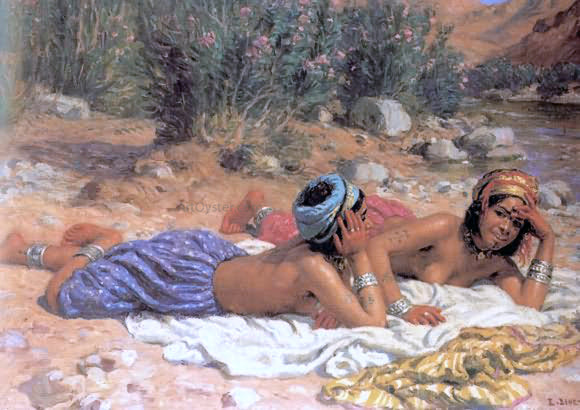  Etienne Dinet Bathers Resting - Canvas Art Print