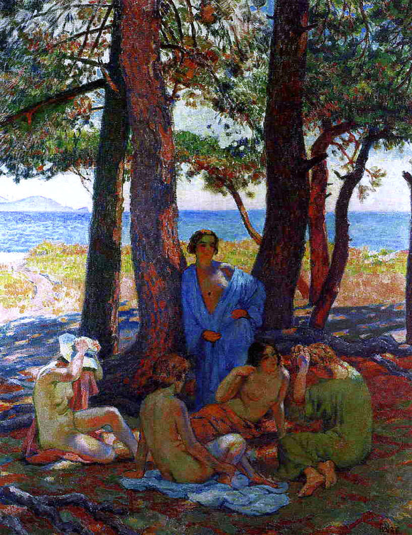  Theo Van Rysselberghe Bathers Under the Pines by the Sea - Canvas Art Print