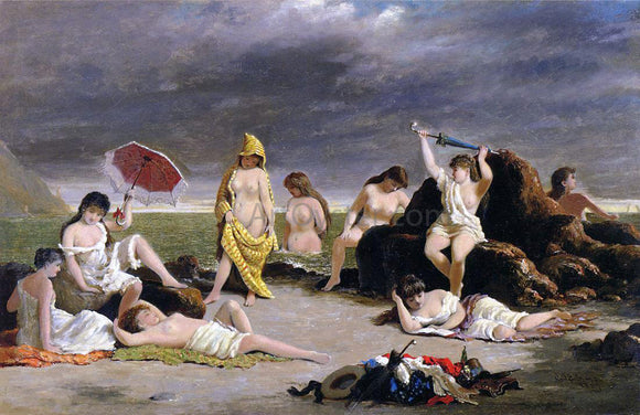  John OBrien Inman Bathing Beauties on the Hudson - Canvas Art Print