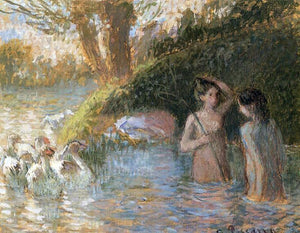  Camille Pissarro A Bathing Goose Maidens - Canvas Art Print