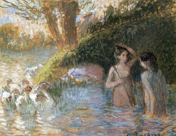  Camille Pissarro A Bathing Goose Maidens - Canvas Art Print
