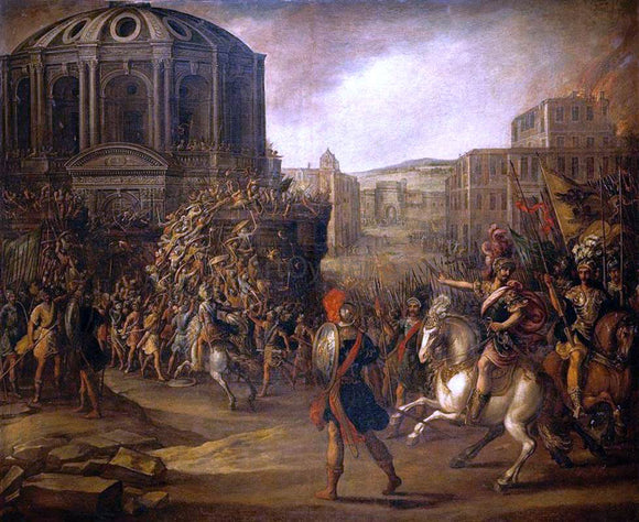  Juan De la Corte Battle Scene with a Roman Army Besieging a Large City - Canvas Art Print