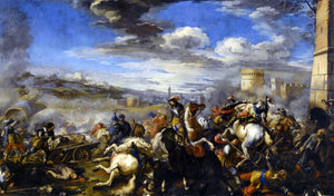  Jacques Courtois Battle Scene with Infantry Cavalry and Cannon - a Fortress and a City Beyond - Canvas Art Print