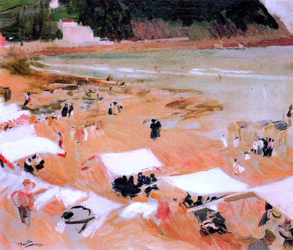  Joaquin Sorolla Y Bastida Beach at Zarauz - Canvas Art Print