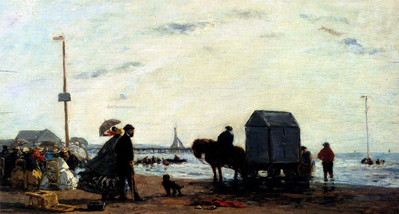  Eugene-Louis Boudin Beach Scene, Trouville - Canvas Art Print