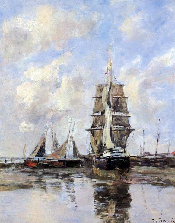  Eugene-Louis Boudin Beached Boats - Canvas Art Print
