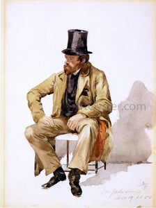  John Mackie Falconer Bearded Man in Tall Hat and Long Coat - Canvas Art Print