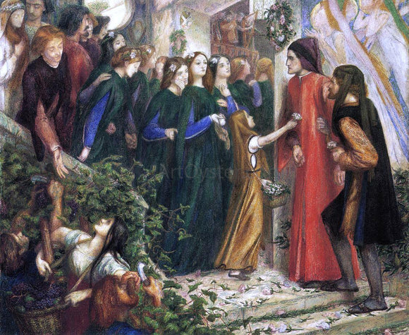  Dante Gabriel Rossetti Beatrice, Meeting Dante at a Wedding Feast, Denies him her Salutation - Canvas Art Print