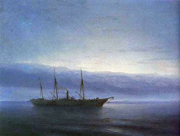  Ivan Constantinovich Aivazovsky Before battle, Ship 'Constantinople' - Canvas Art Print