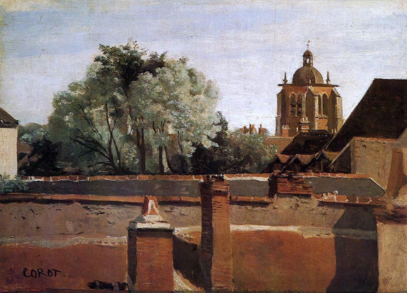  Jean-Baptiste-Camille Corot Bell Tower of the Church of Saint-Paterne at Orleans - Canvas Art Print