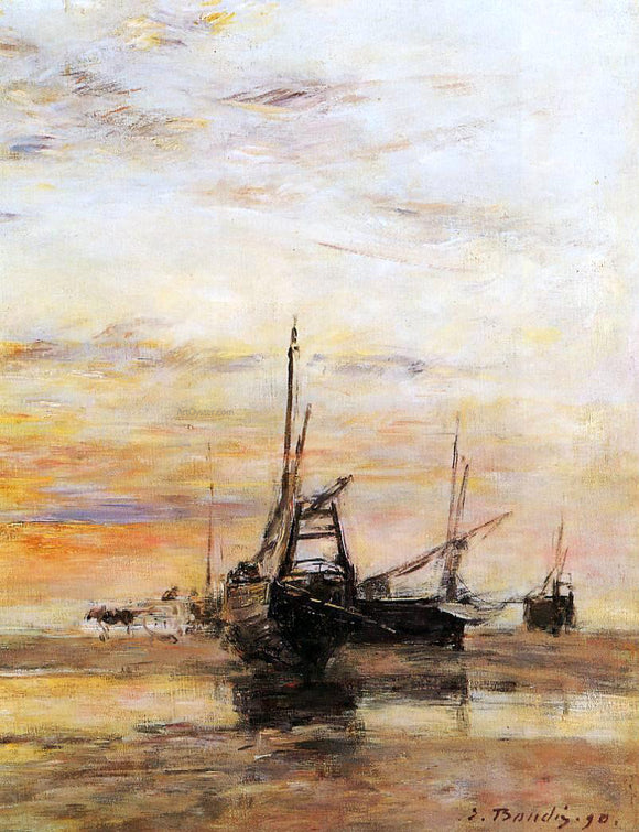  Eugene-Louis Boudin Berck, Low Tide - Canvas Art Print