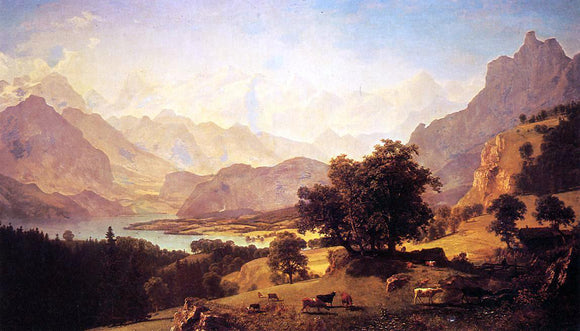  Albert Bierstadt Bernese Alps, as Seen near Kusmach - Canvas Art Print