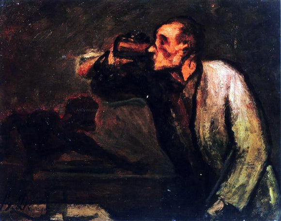  Honore Daumier Billiard Players (also known as The Drinker) - Canvas Art Print