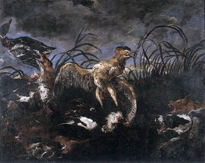  Jan Fyt Bittern and Ducks Startled by Dogs - Canvas Art Print