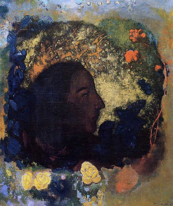  Odilon Redon Black Profile (also known as Gauguin) - Canvas Art Print