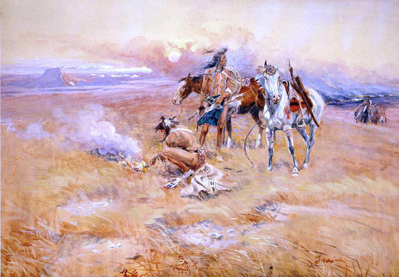 Charles Marion Russell Blackfeet Burning Crow Buffalo Range - Canvas Art Print