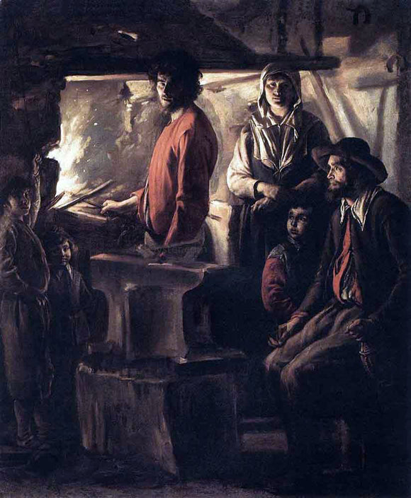  Louis Le Nain Blacksmith at His Forge - Canvas Art Print