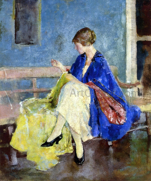  Charles Webster Hawthorne A Blue Kimono - Canvas Art Print