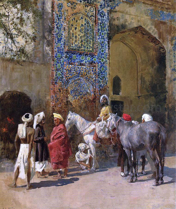  Edwin Lord Weeks Blue-Tiled Mosque at Delhi, India - Canvas Art Print