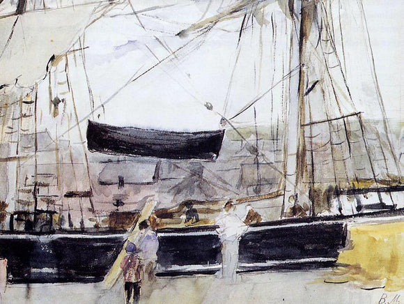  Berthe Morisot A Boat at Dock - Canvas Art Print