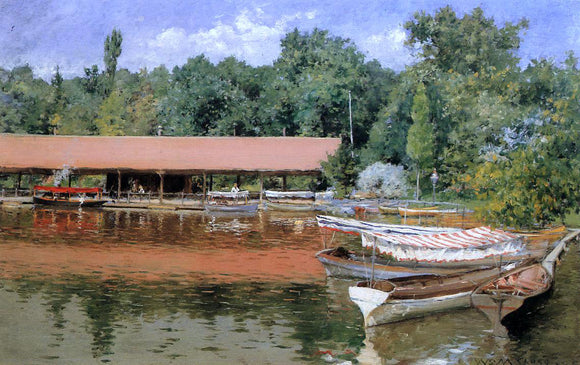  William Merritt Chase Boat House, Prospect Park (also known as Boats on the Lake, Prospect Park) - Canvas Art Print
